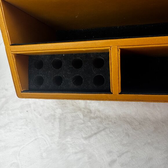 Levenger Morgan Full Grain Tan Smooth Leather Desk Top Organizer Caddy Office - Picture 15 of 15